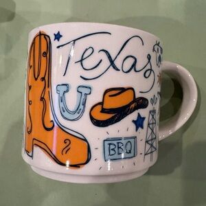 Texas Themed White Mug with Orange and Blue Accents- Starbucks you are here